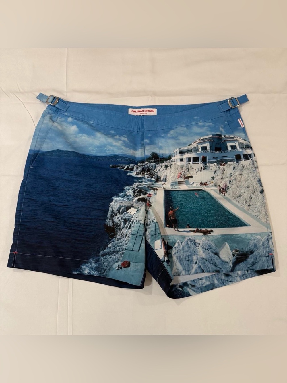 Orlebar Brown Blue Scenic Coast Print Swim Shorts